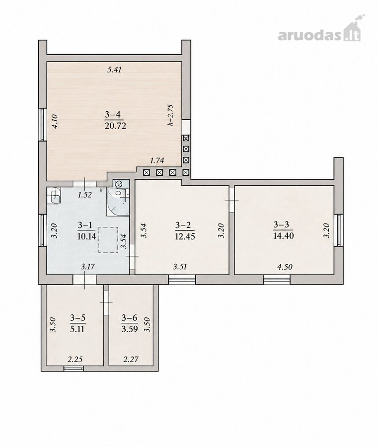 Parduodamas 66 m² ploto butas Priekulėje, - nuotraukos Nr. 8