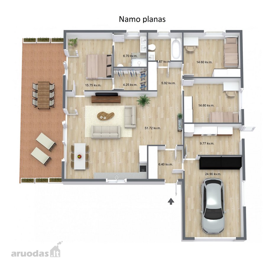 Erdvus Vieno Aukšto Namas Aukštomis Lubomis - nuotraukos Nr. 3