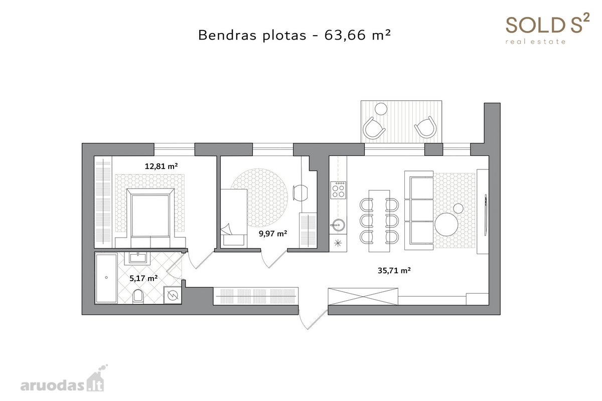 Nuomojami 3 kambarių apartamentai su terasa, - nuotraukos Nr. 20
