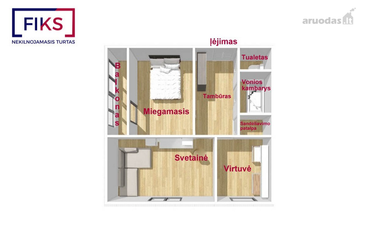 Parduodamas Dviejų Nepereinamų Kambarių Butas - nuotraukos Nr. 13