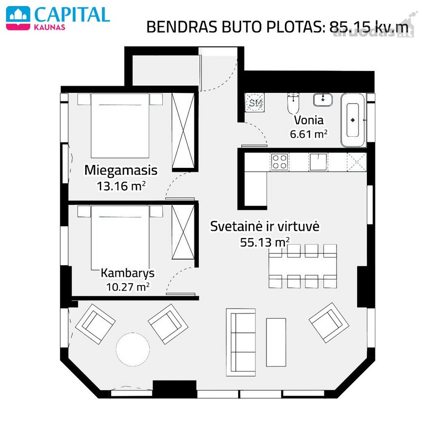 Parduodamas 3/4 Kambarių Butas Su Puikia Panorama - nuotraukos Nr. 17