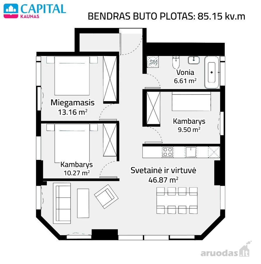Parduodamas 3/4 Kambarių Butas Su Puikia Panorama - nuotraukos Nr. 18