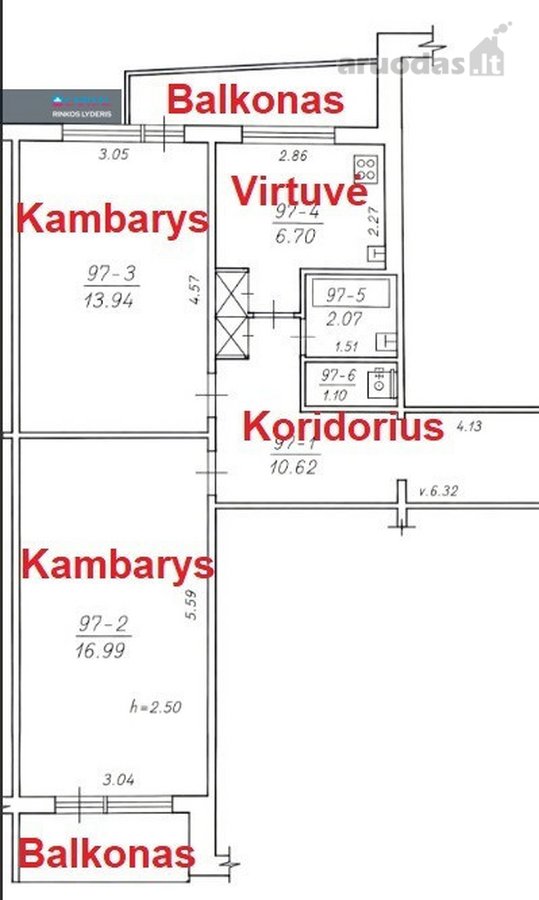 Parduodamas 2 Nepereinamų Kambarių Butas Su 2 - nuotraukos Nr. 11