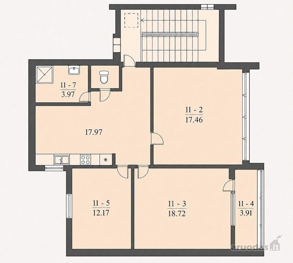 Parduodamas erdvus 3 kambarių butas - nuotraukos Nr. 15