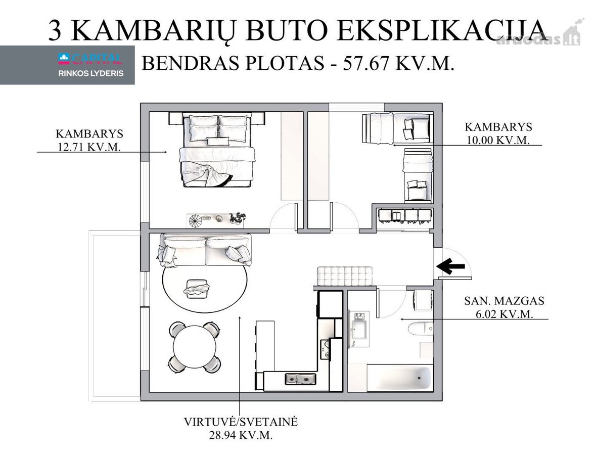 Jaukus 3 Kambarių Butas Pilaitėje – Komfortas - nuotraukos Nr. 23
