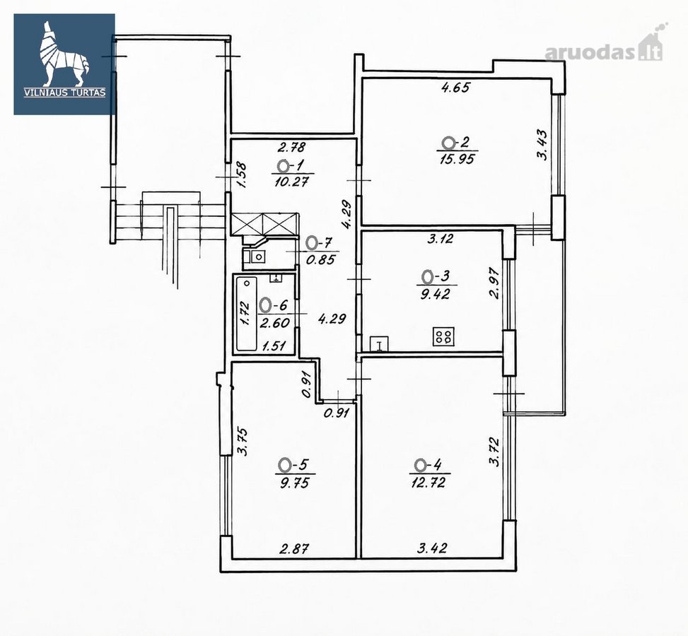 Parduodamas 3 kambarių, 61,66 m² butas Šeškinėje. - nuotraukos Nr. 4