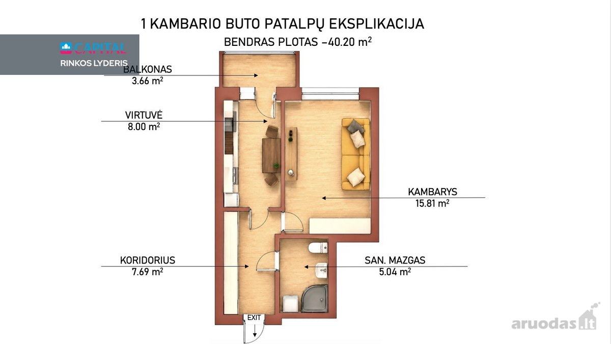 Parduodamas Įrengtas Labai Šviesus Vieno - nuotraukos Nr. 16