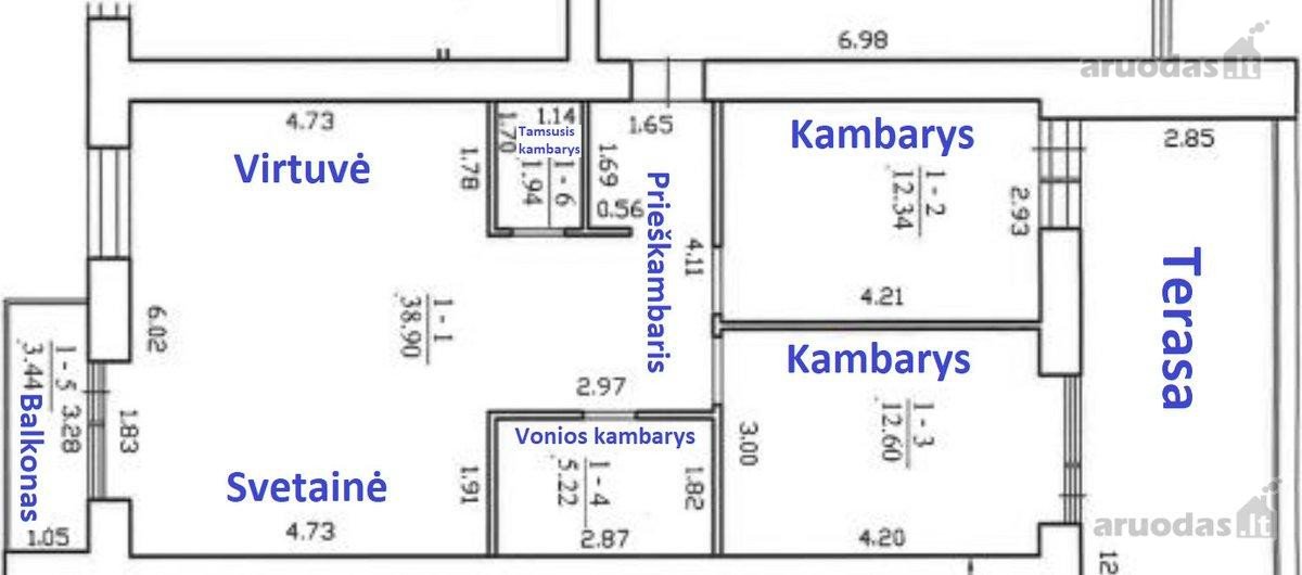 Išnuomojamas šviesus 3 kambarių butas Jurgio - nuotraukos Nr. 16