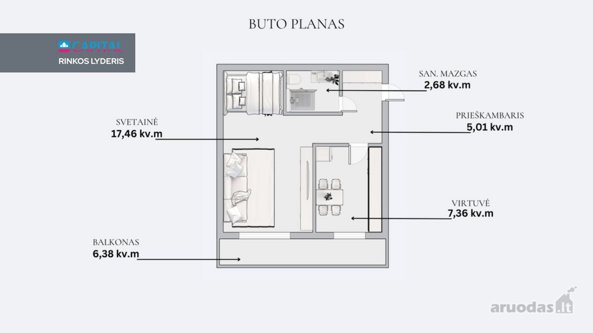 Parduodamas Tvarkingas 1 Kambario Butas - nuotraukos Nr. 21