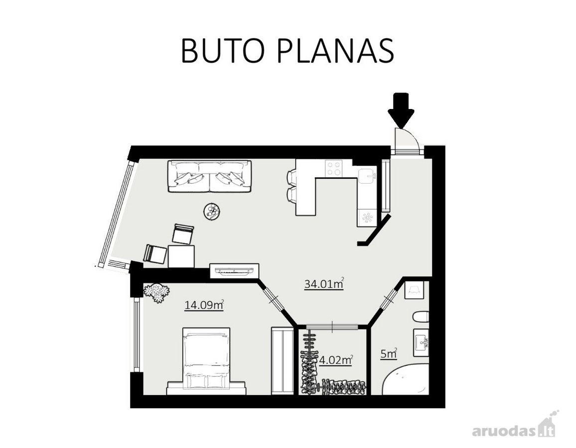 Parduodamas erdvus 2 kambarių butas Šiaurės - nuotraukos Nr. 22