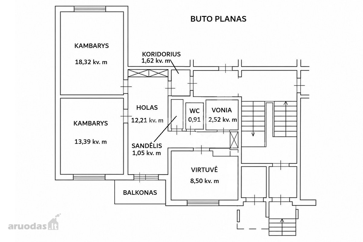 Labai tvarkingas 2 kambarių butas su - nuotraukos Nr. 16