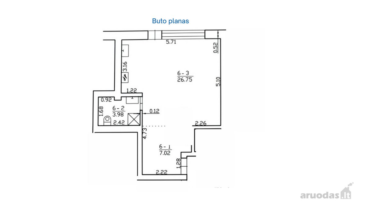 Parduodamas 38 kv.m. Butas-studija.  - nuotraukos Nr. 8