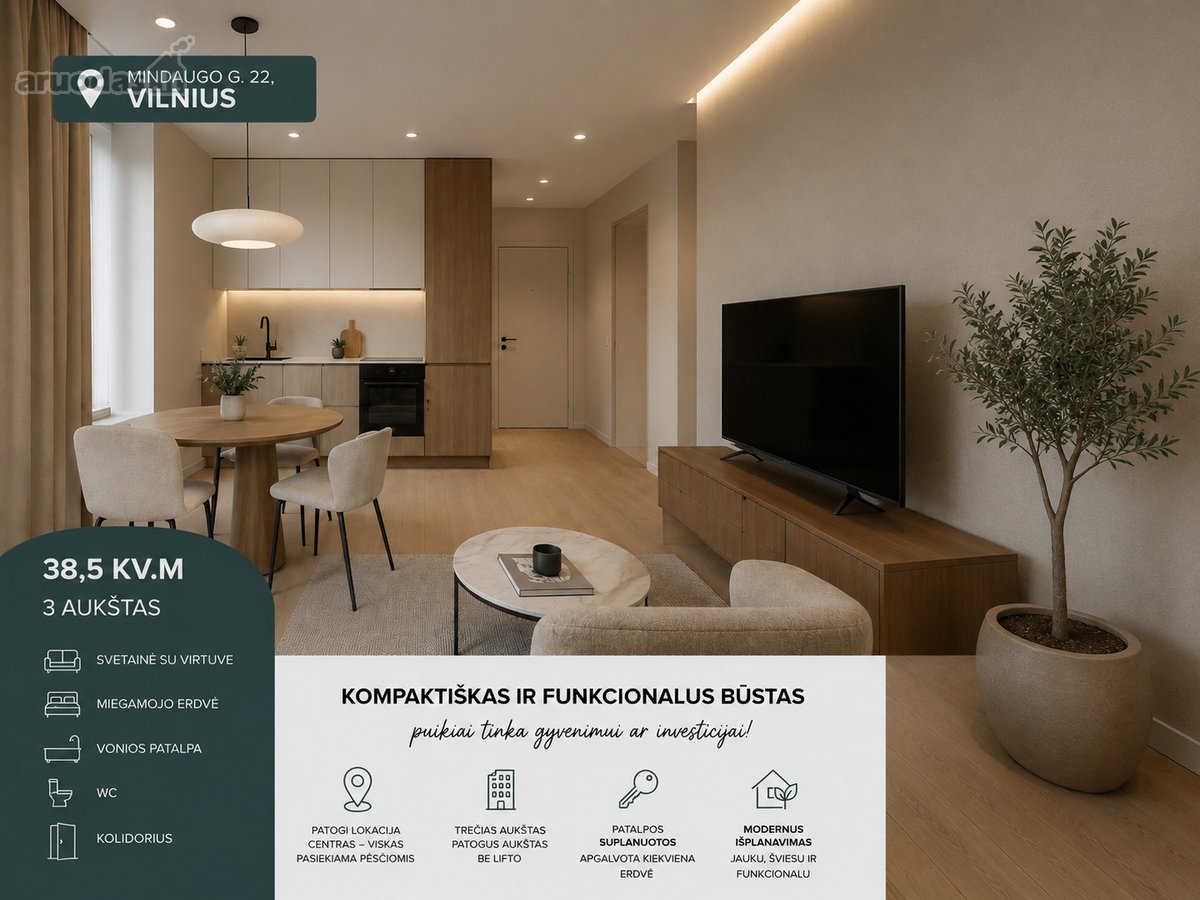 38,51 M² Mindaugo G. – Ne Baigtas Butas, O - nuotraukos Nr. 2