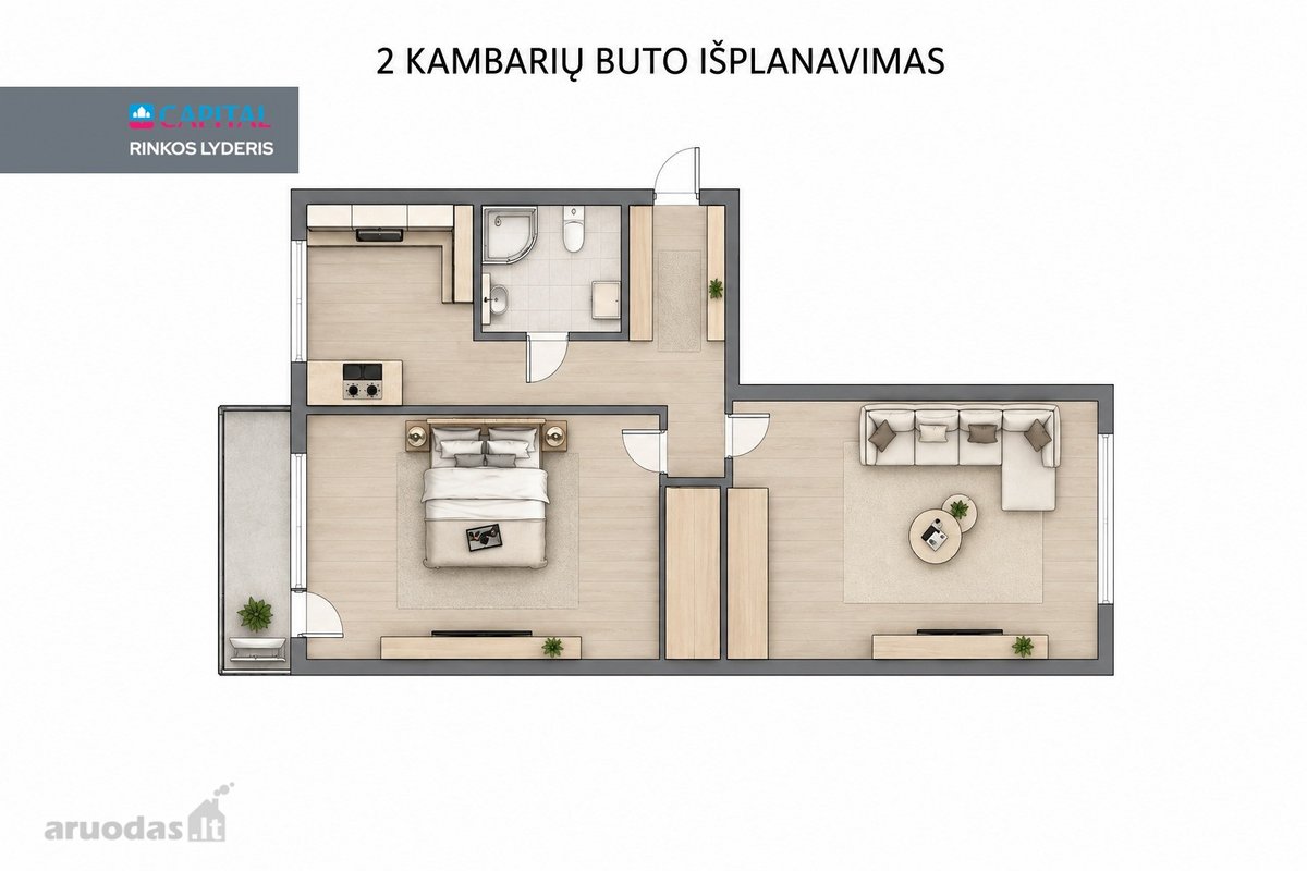Parduodamas Šviesus Ir Erdvus 2 Kambarių - nuotraukos Nr. 23