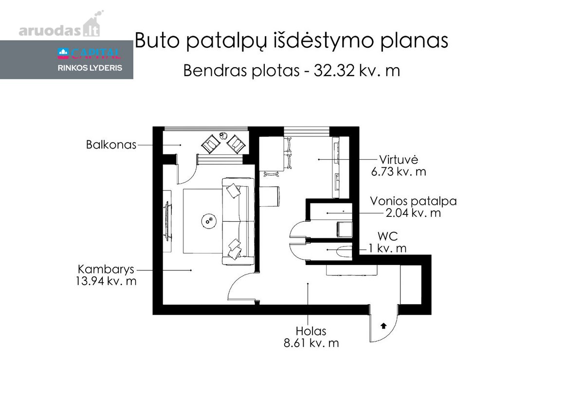 Parduodamas Šviesus Ir Tvarkingas Vieno - nuotraukos Nr. 16