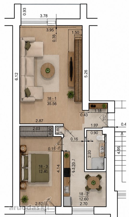 Erdvus 2 Kambarių Butas Čiurlionio Trikampyje  - nuotraukos Nr. 26
