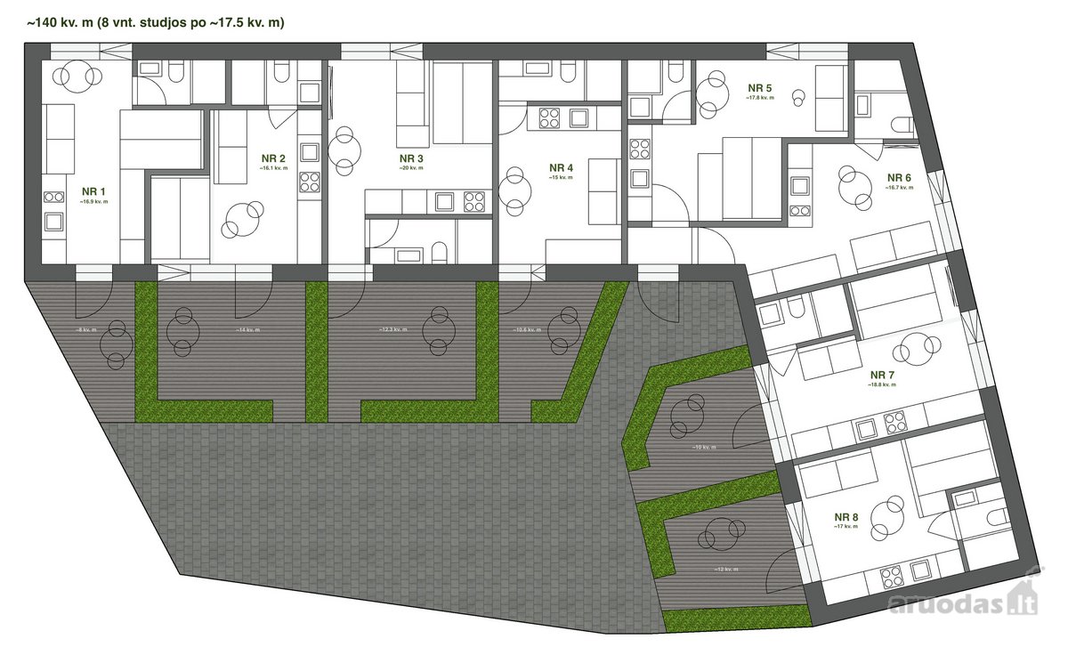 Atskiras vieno aukšto 140m2 mūrinis pastatas - nuotraukos Nr. 13