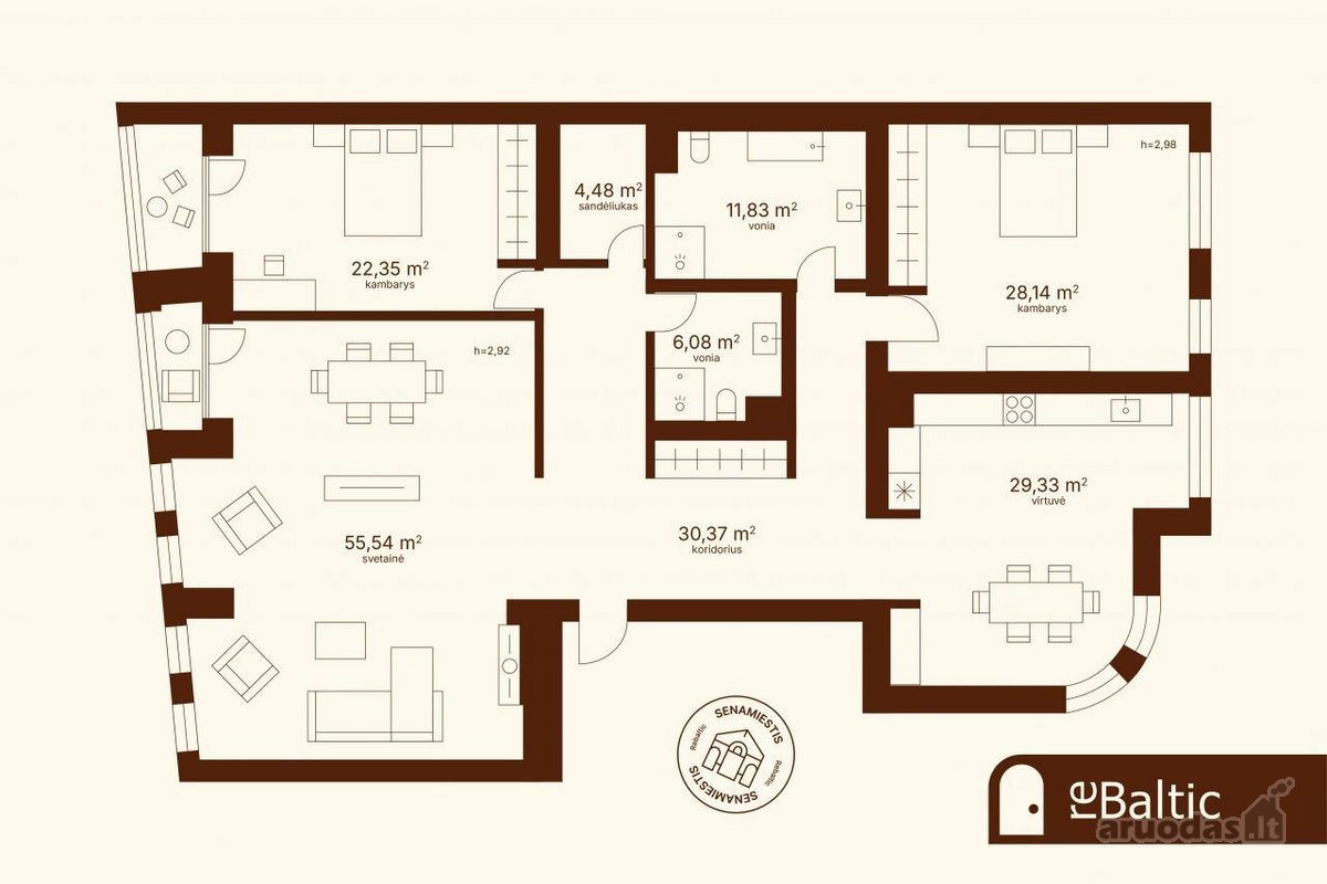 Erdvūs 188 m&sup2; apartamentai per vieną - nuotraukos Nr. 46