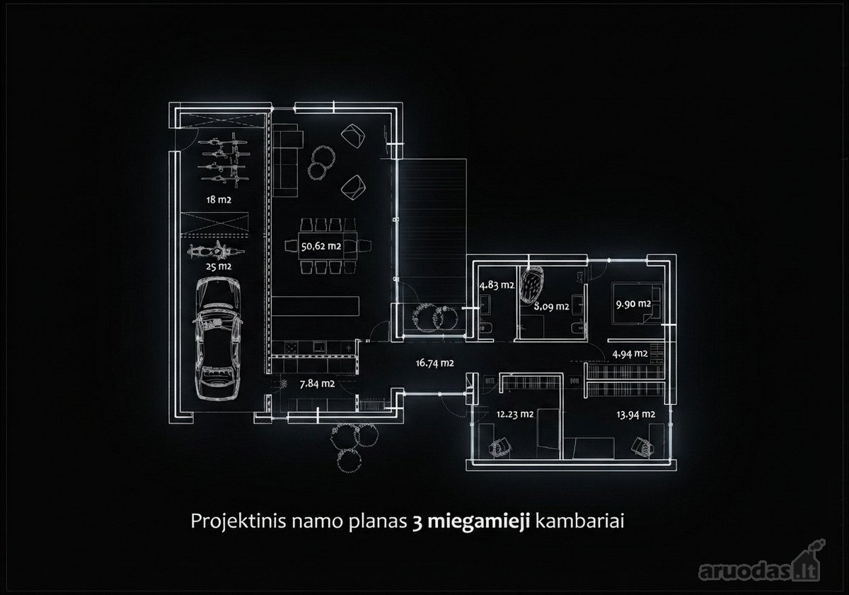 Modernios architektūros projekto, "L" Formos - nuotraukos Nr. 49