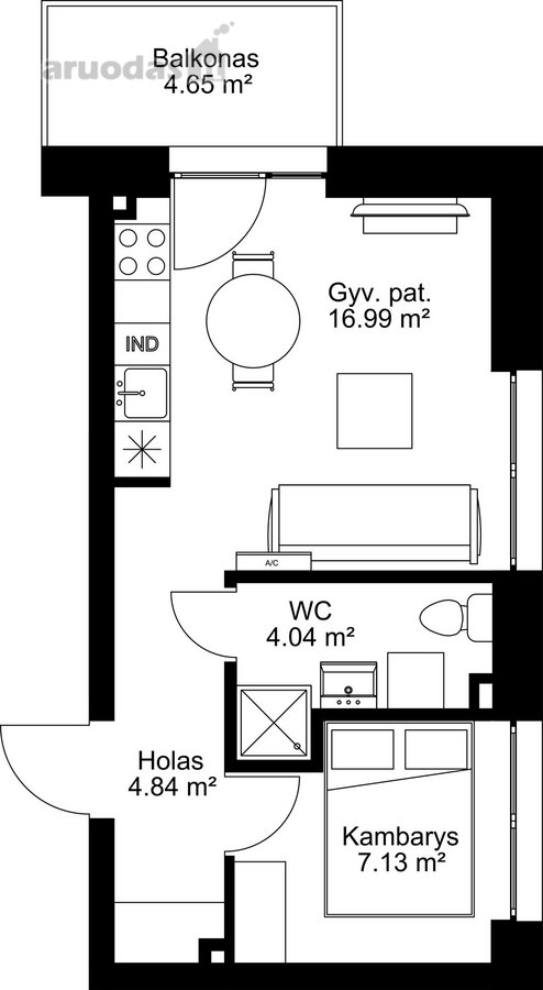 Skelbime nurodytas butas Nr. A9.1 - nuotraukos Nr. 3
