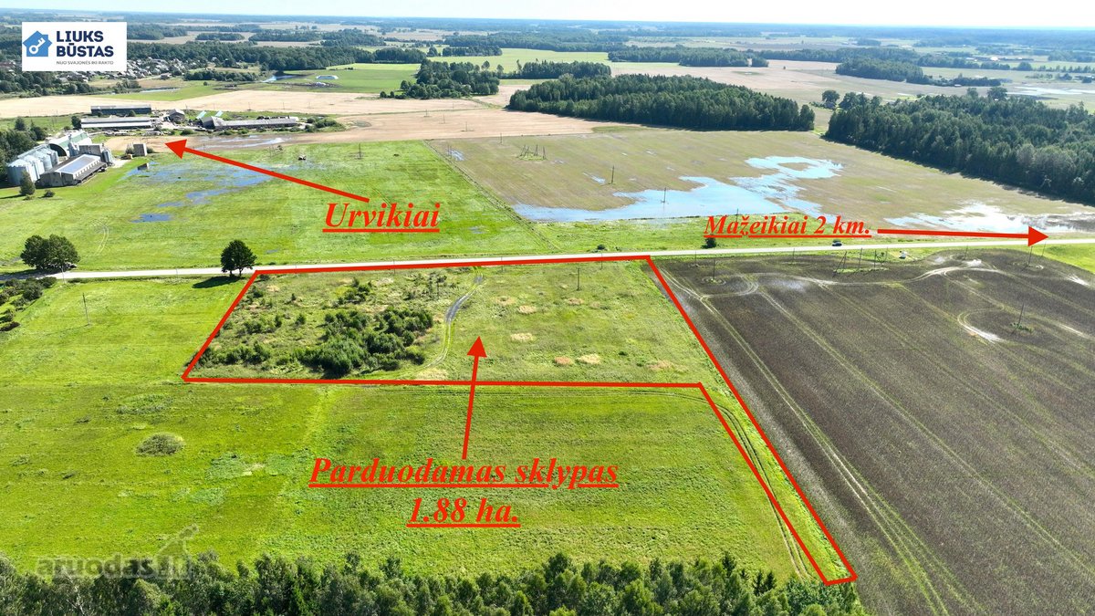 1.88 ha. namų valdos sklypas greta Urvikių, - nuotraukos Nr. 2