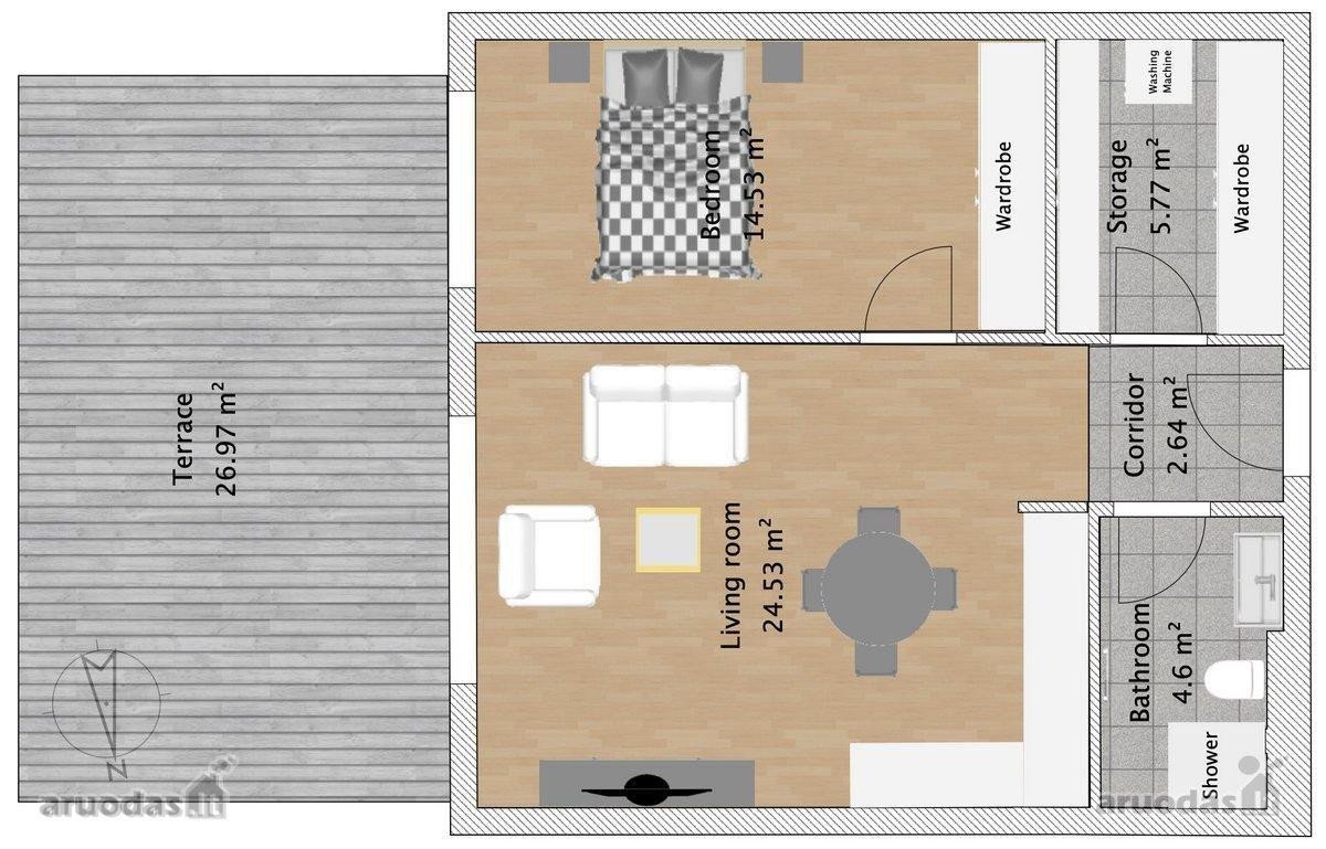 Išskirtinis, pilnai įrengtas 2 k. 51 m² butas - nuotraukos Nr. 14