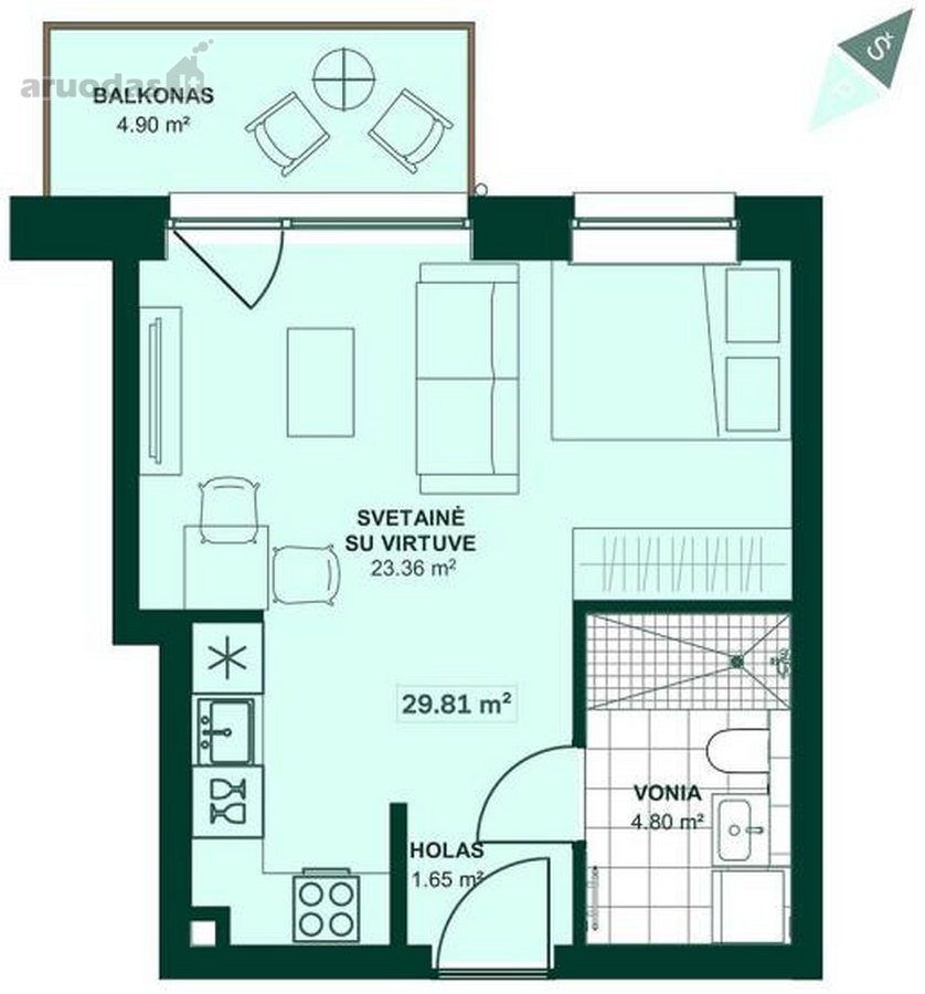 Išnuomojamas naujas pilnai įrengtas 1 - nuotraukos Nr. 20