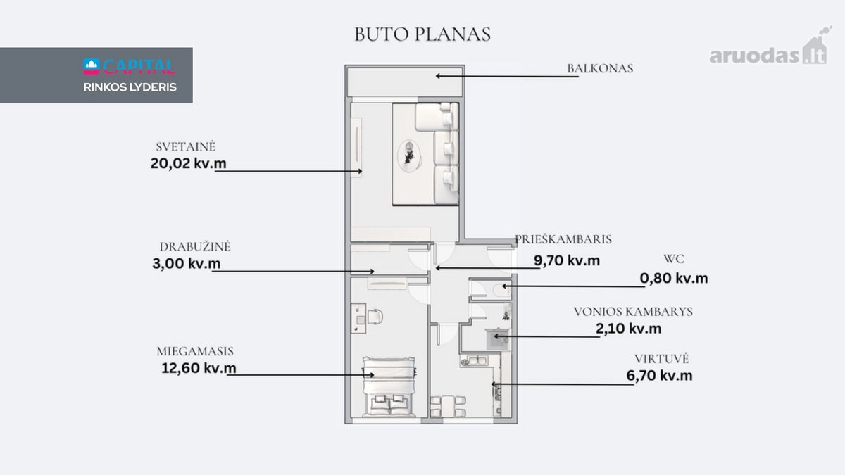 Parduodamas Tvarkingas 2 Kambarių Butas - nuotraukos Nr. 21
