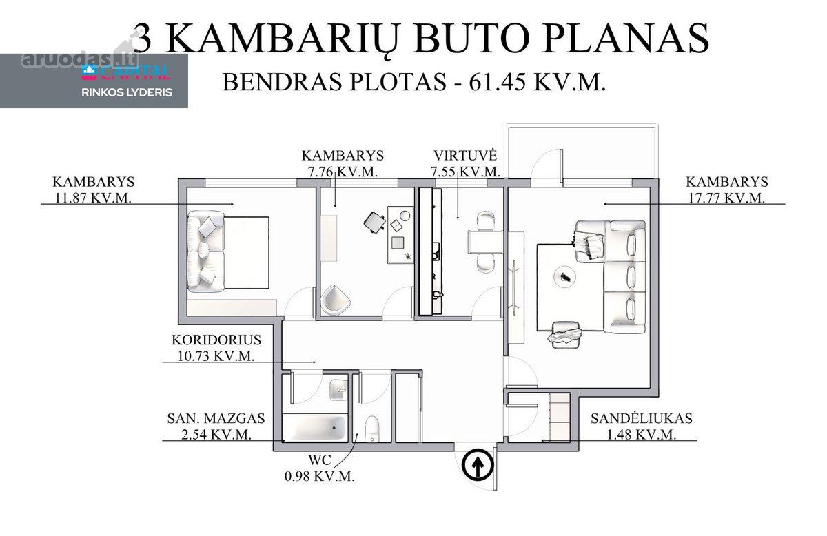 Parduodamas Erdvus 3 Kambarių Butas Šiaurės - nuotraukos Nr. 21