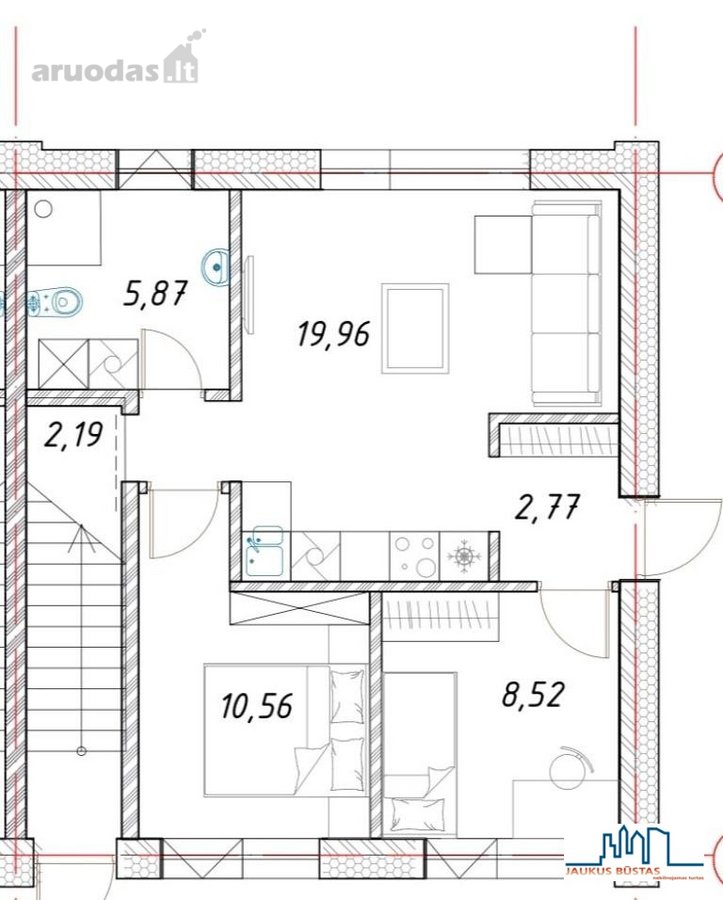Parduodame 3 kambarių, 48.2m² bendrojo ploto, - nuotraukos Nr. 7