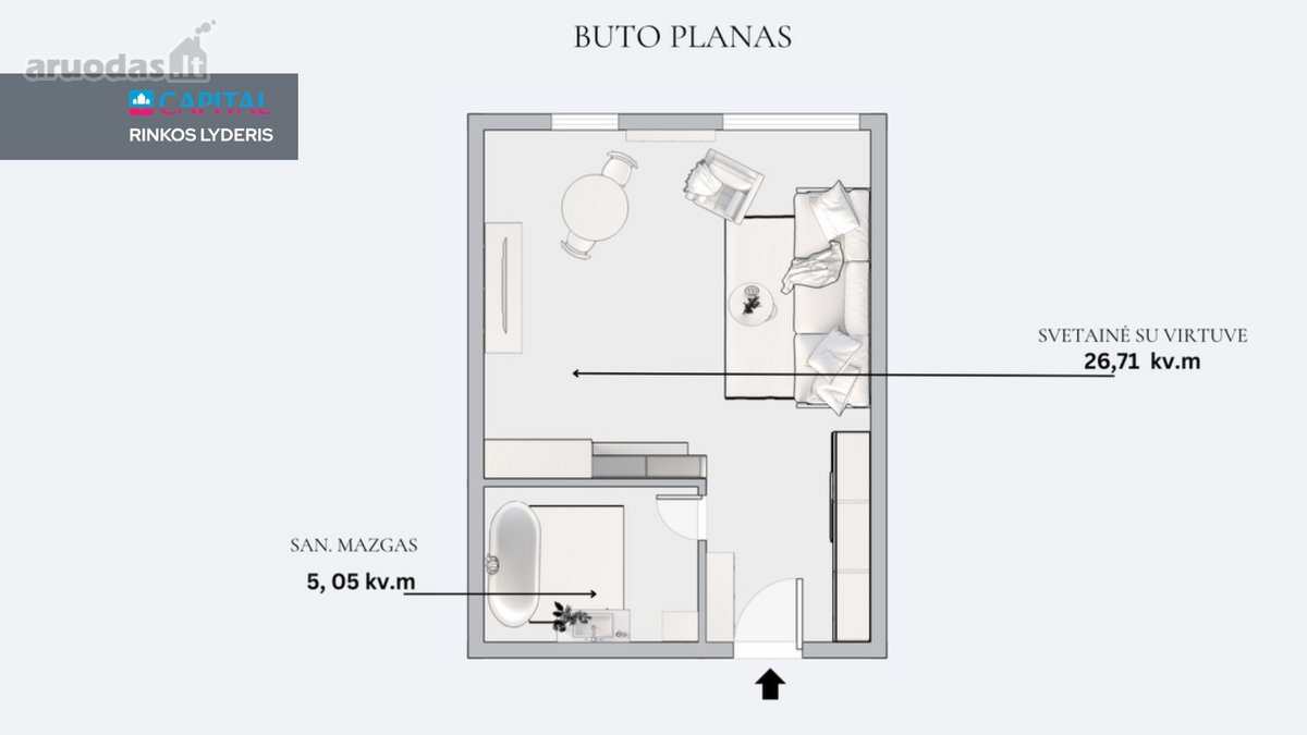 Parduodamas Jaukus 1 Kambario Butas - nuotraukos Nr. 16