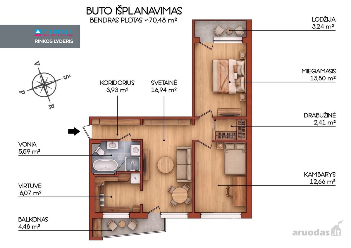 Parduodamas Jaukus 3 Kambarių Butas Su Rūsiu - nuotraukos Nr. 31