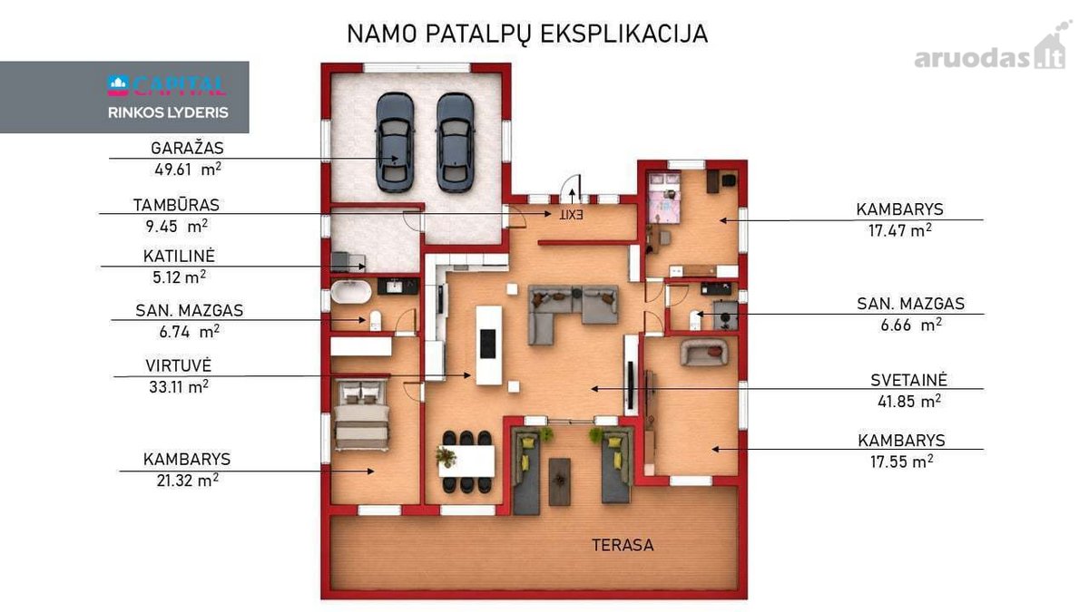 Modernus Vieno Aukšto Namas Su 50 Arų Nuosavu - nuotraukos Nr. 2