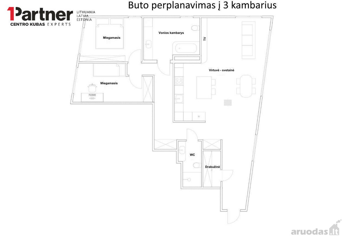Parduodamas erdvus dviejų kambarių butas, pro - nuotraukos Nr. 19