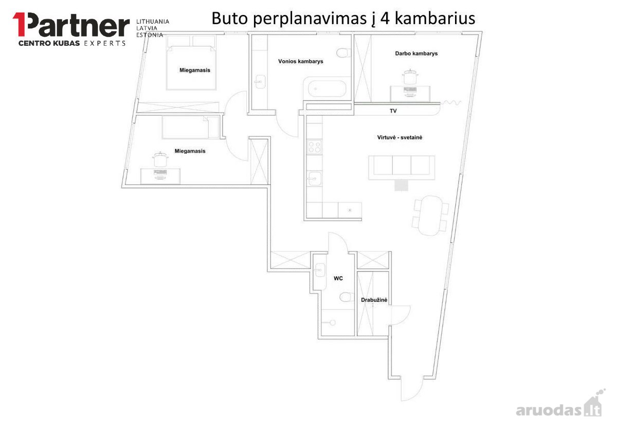 Parduodamas erdvus dviejų kambarių butas, pro - nuotraukos Nr. 20