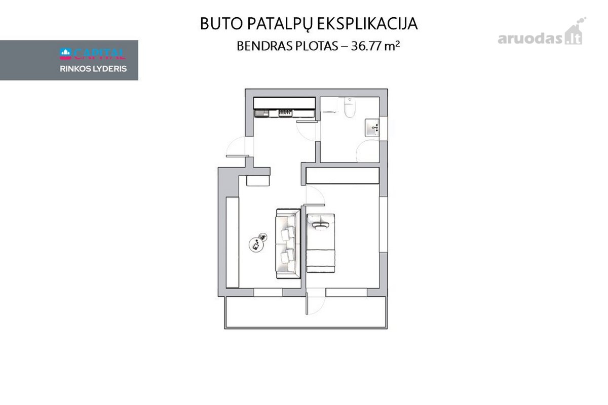 Parduodamas 2 Kambarių Butas Vėtrungių Gatvėje - nuotraukos Nr. 13