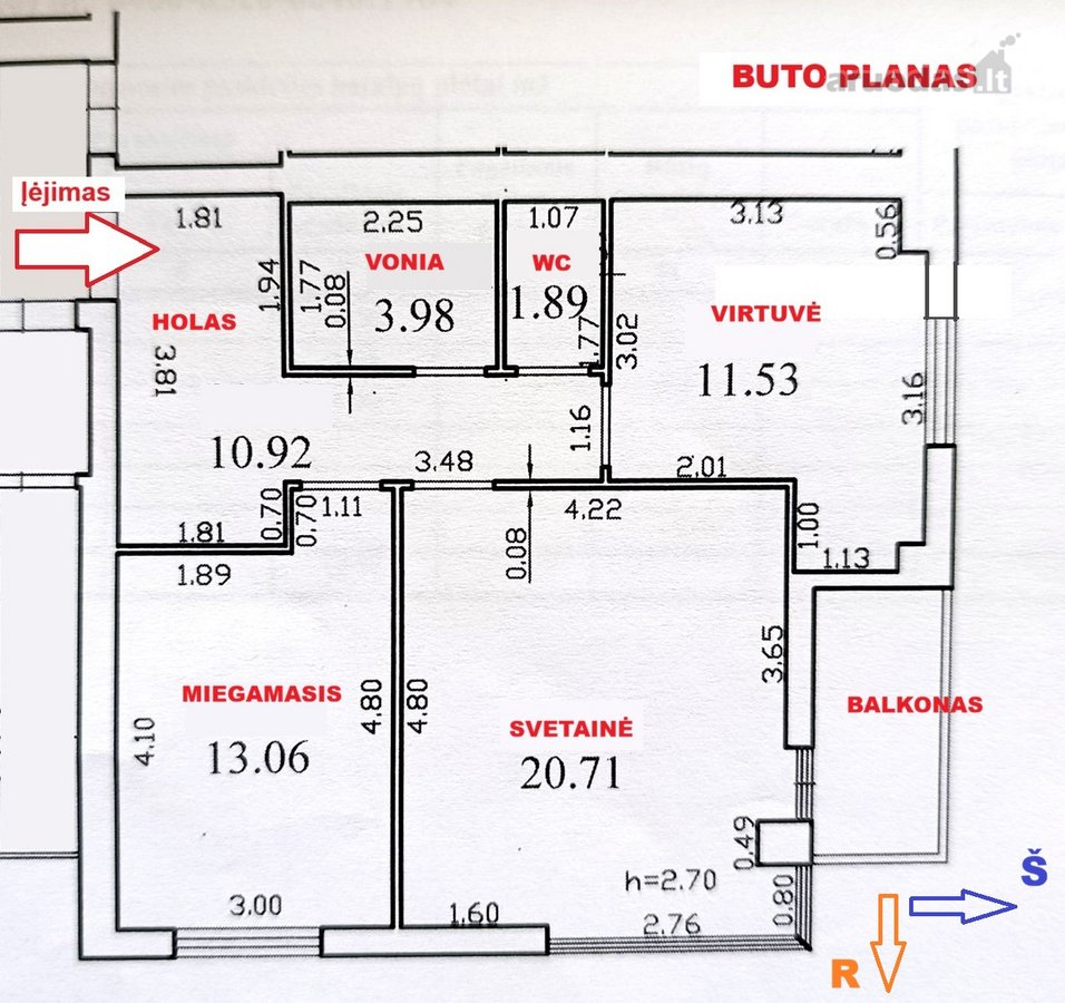 Parduodamas erdvus 62.09 kv.m.,įrengtas 2 - nuotraukos Nr. 23