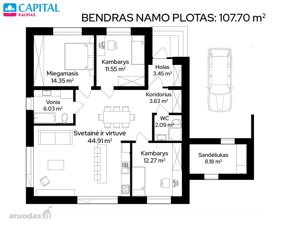 Parduodami modernūs A++ klasės, 107 m² vieno - nuotraukos Nr. 20