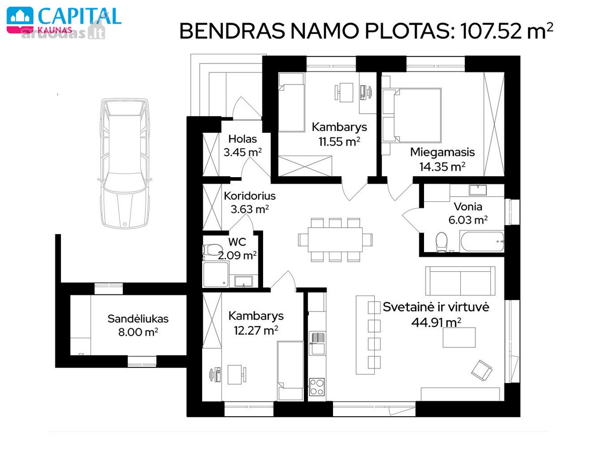 Parduodami modernūs A++ klasės, 107 m² vieno - nuotraukos Nr. 21