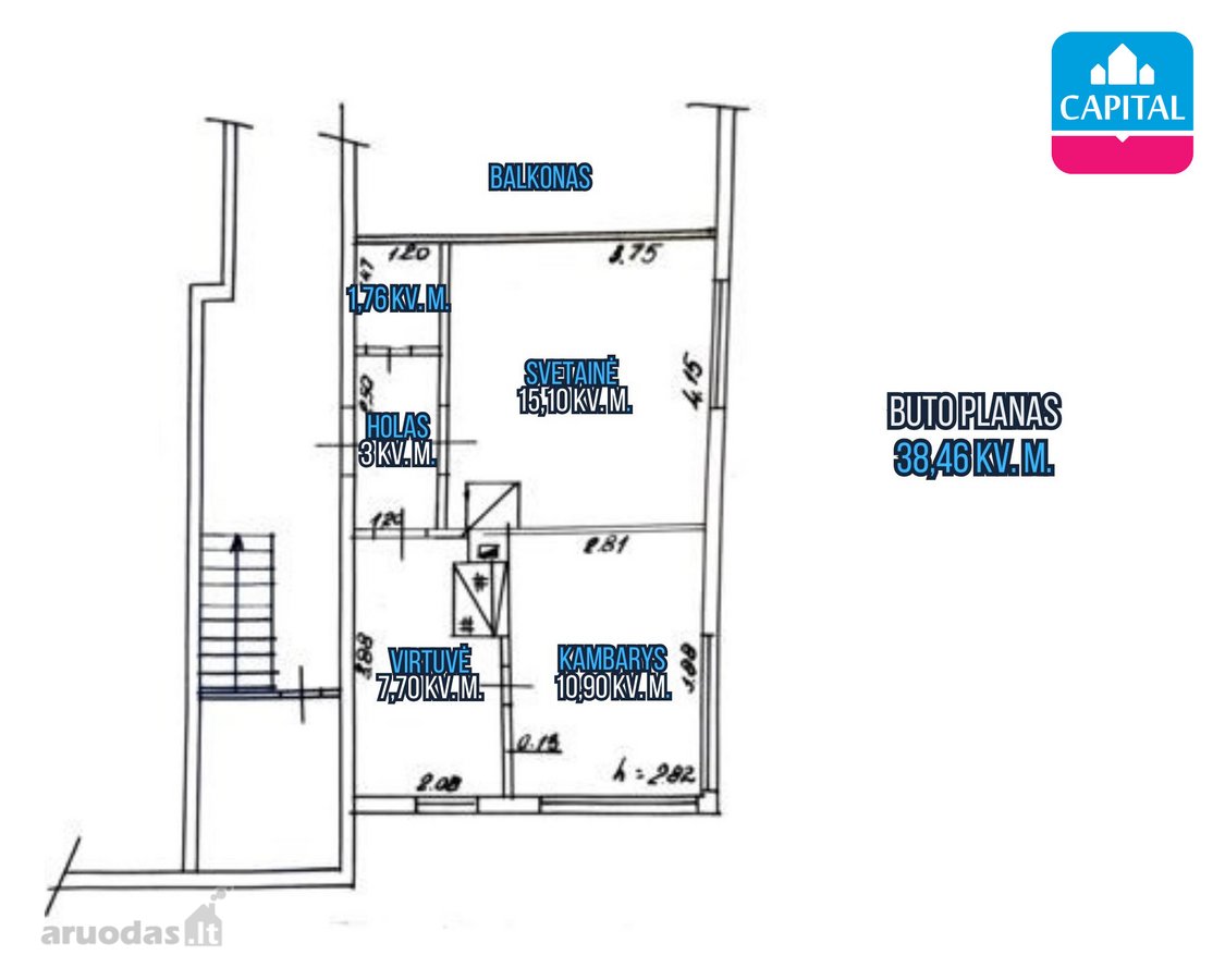 Joniškio Miesto Centre Parduodamas 38,46 Kv. - nuotraukos Nr. 2