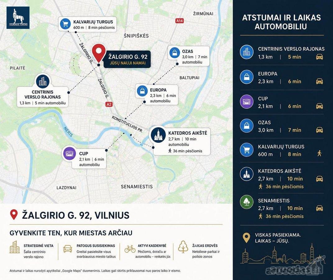 Erdvus 2 Kambarių Butas Šnipiškėse  58,76 Kv - nuotraukos Nr. 22