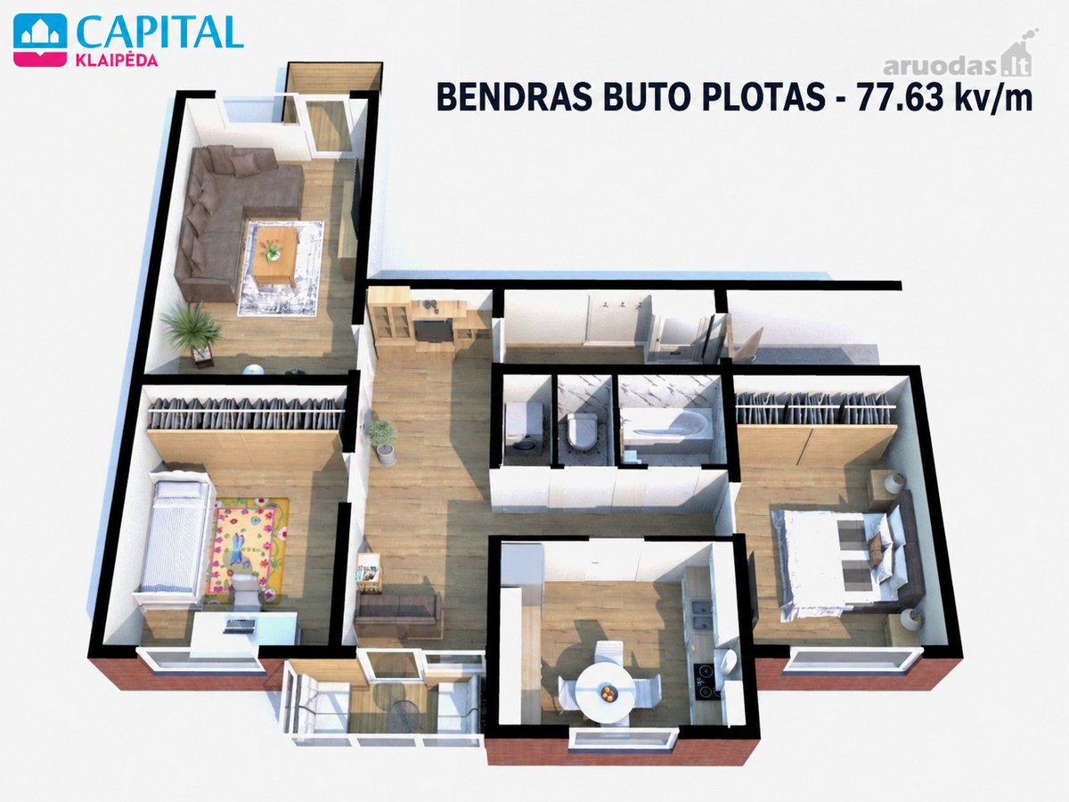 Pietinėje Klaipėdos Dalyje Parduodamas 77.63 - nuotraukos Nr. 24