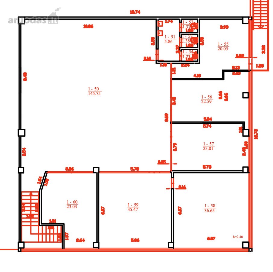 Išnuomojamos įrengtos 384,44 m² patalpos - nuotraukos Nr. 15