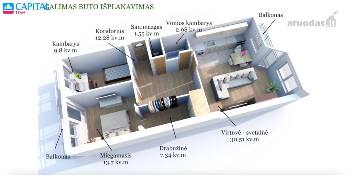 Parduodamas Įrengtas, Itin Erdvus Butas, - nuotraukos Nr. 19