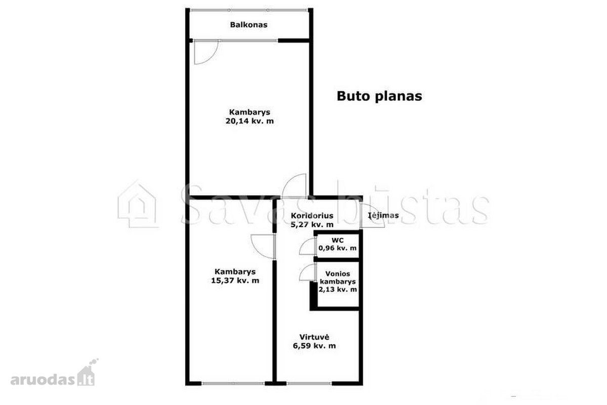 Parduodamas 2 kambarių butas renovuotame name - nuotraukos Nr. 19