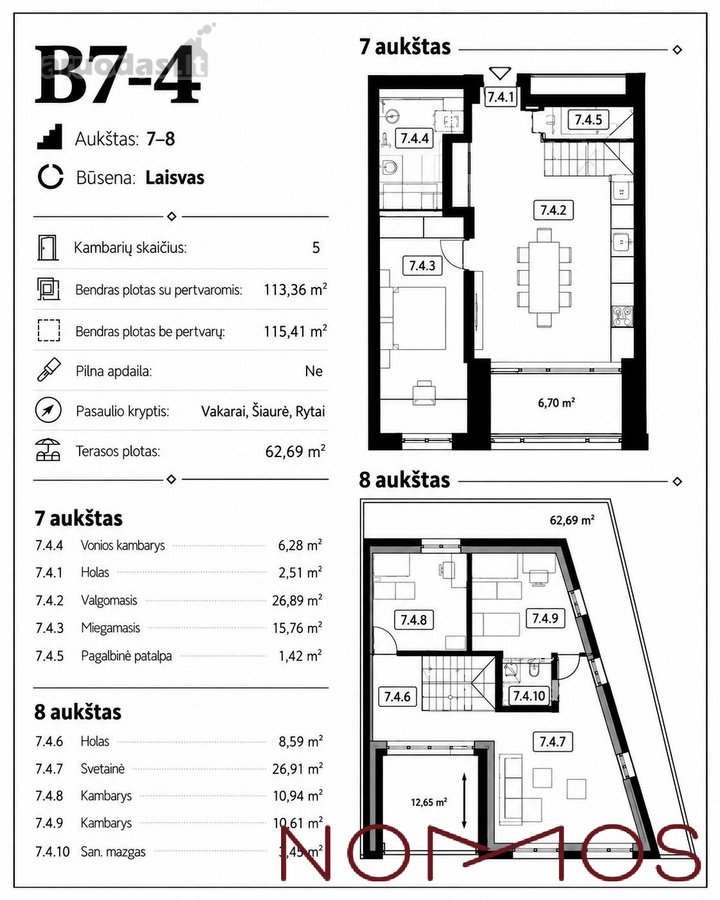 2 Balkonai Ir Didelė Terasa.  - nuotraukos Nr. 2