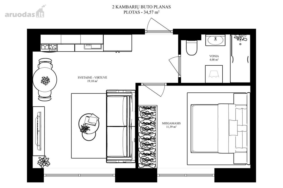 Parduodamas jaukus ir šviesus 2-jų kambarių - nuotraukos Nr. 24
