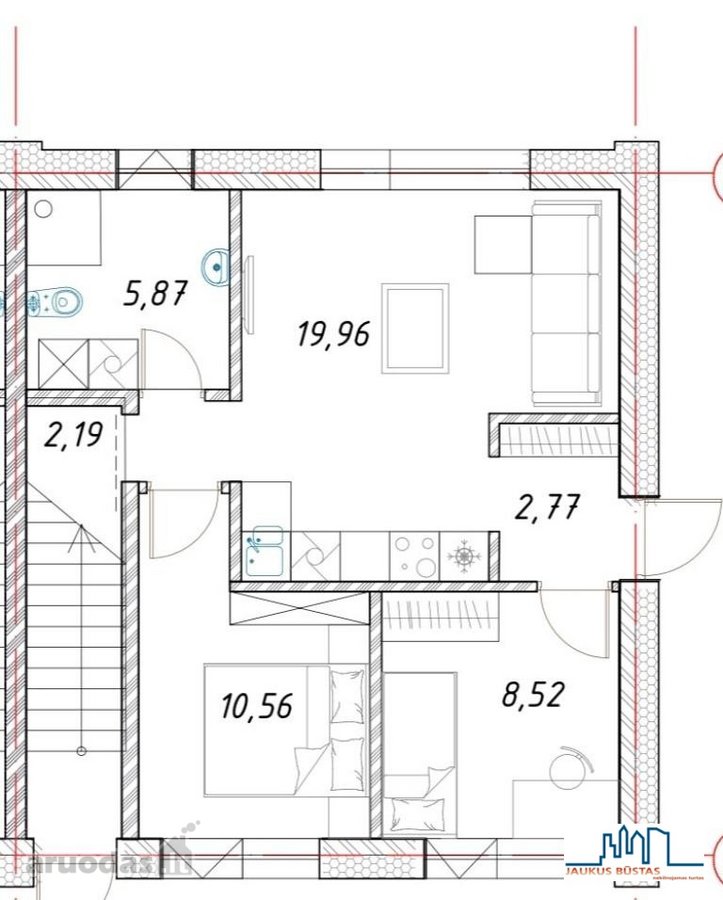 Parduodame 3 kambarių, 48.2m² bendrojo ploto, - nuotraukos Nr. 7