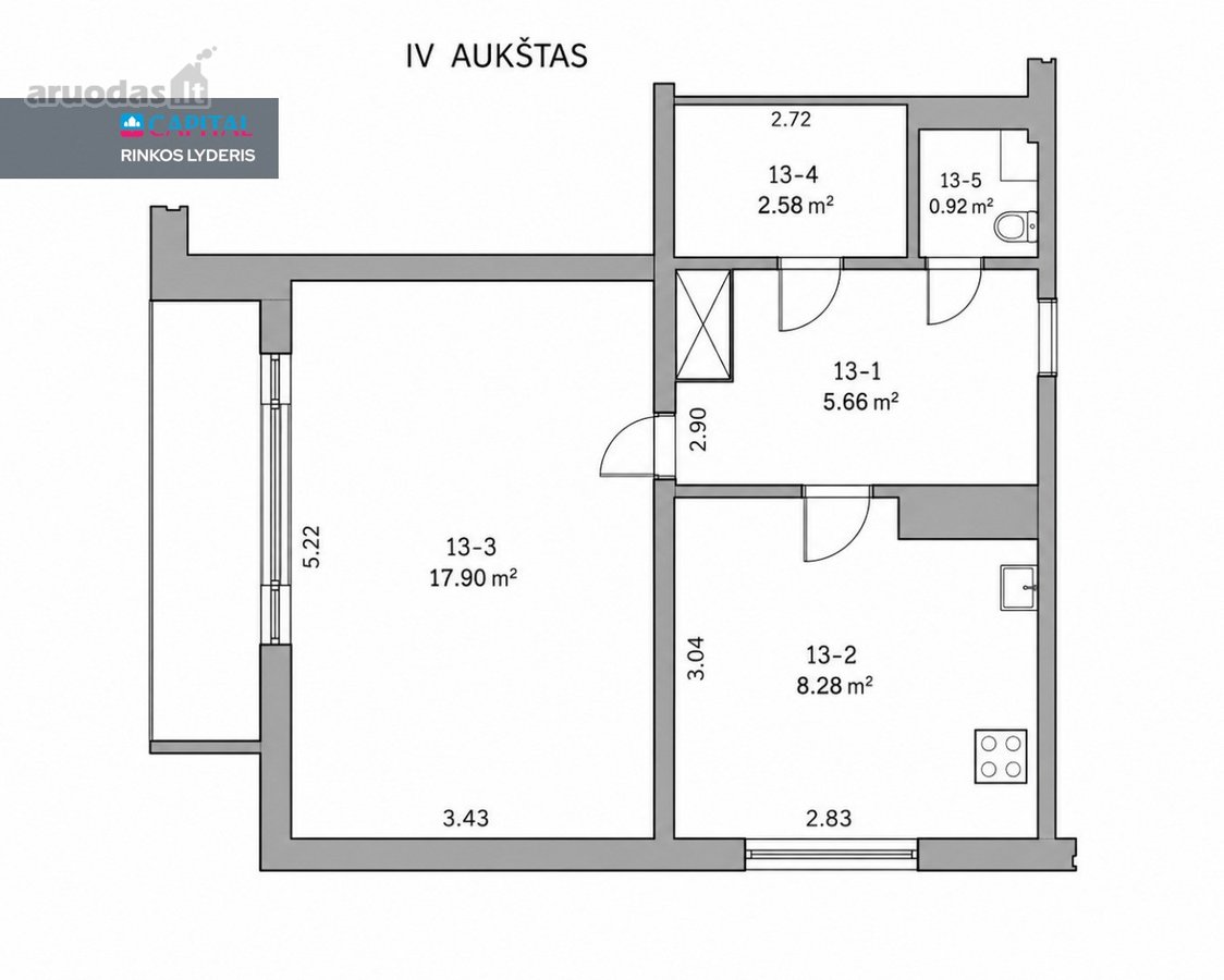 1 Kambario Butas Žirmūnuose  Rami Vieta  - nuotraukos Nr. 12