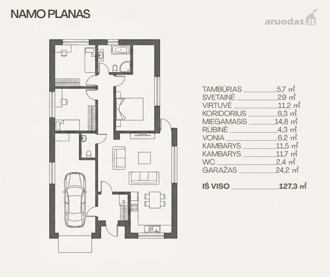 Parduodami nauji A++ klasės vieno aukšto - nuotraukos Nr. 3